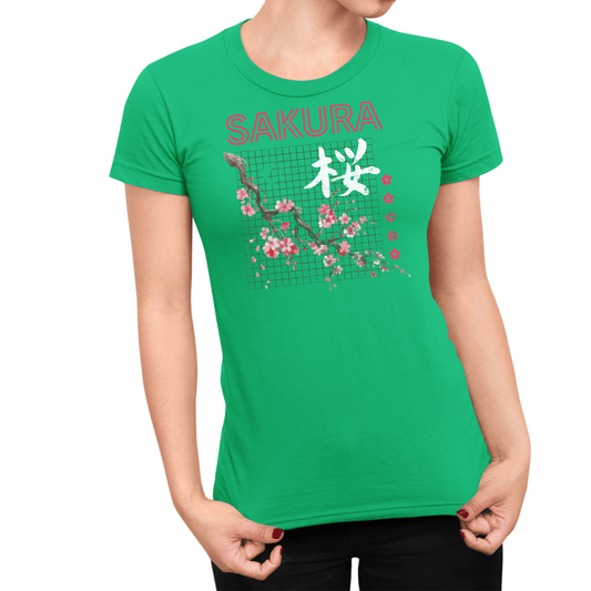Irish Green Sakura Kanji Japanese Inspired Women's Shirt - Kanji Soul