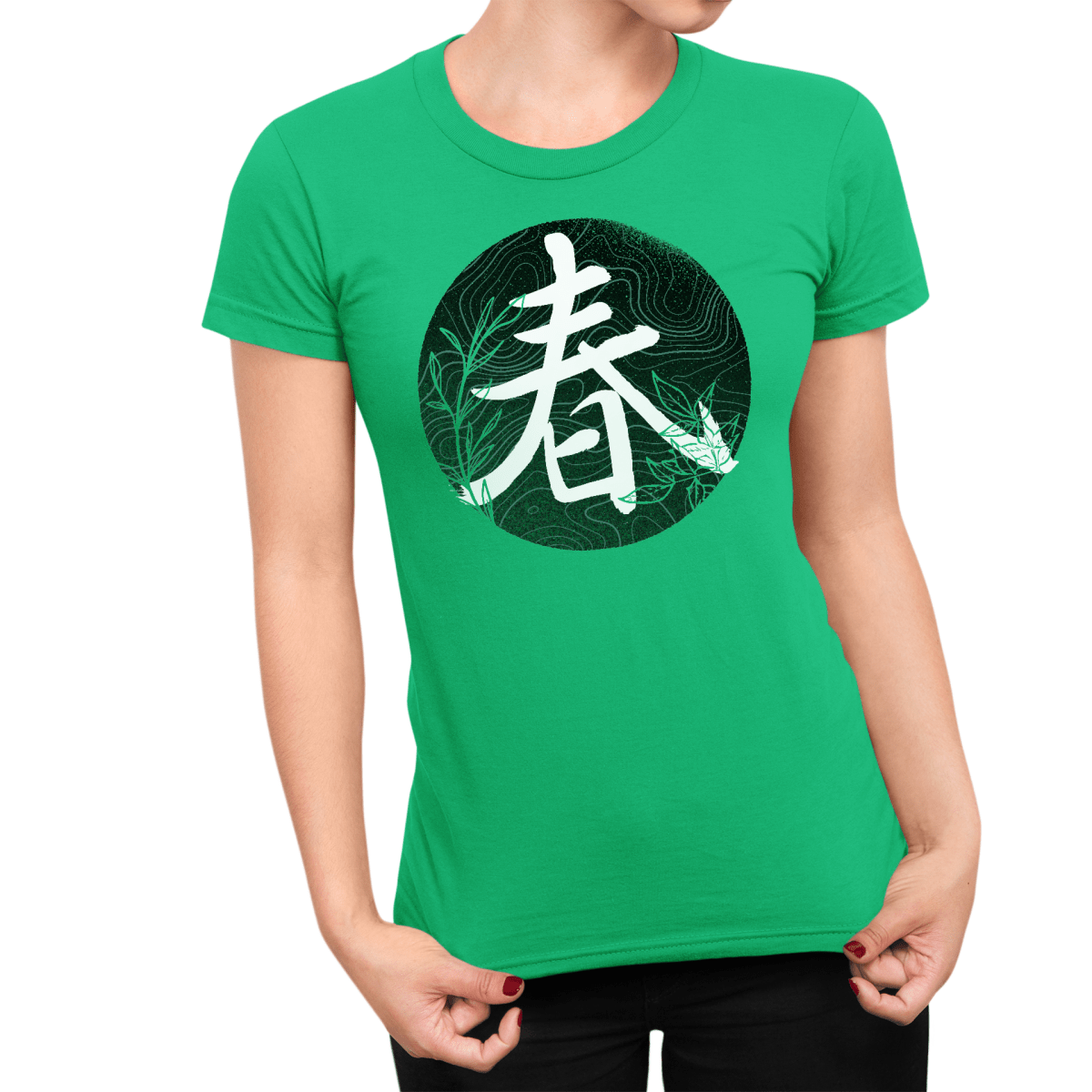 Irish Green Spring Kanji Japanese Inspired Women's Shirt - Kanji Soul