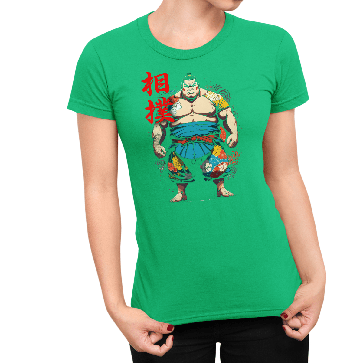 Irish Green Sumo Japanese Kanji Women's Graphic Shirt - Kanji Soul