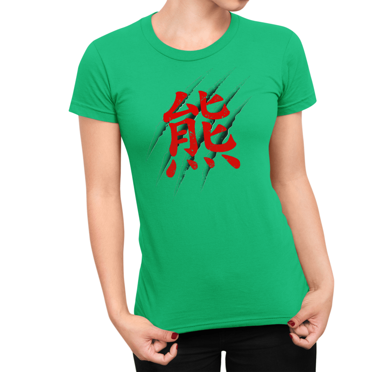 Irish Green Women's Japanese Kanji Bear Symbol Shirt - Kanji Soul