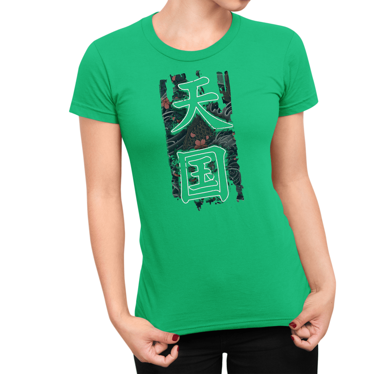 Irish Green Women's Japanese Kanji Heaven Symbol Shirt - Kanji Soul
