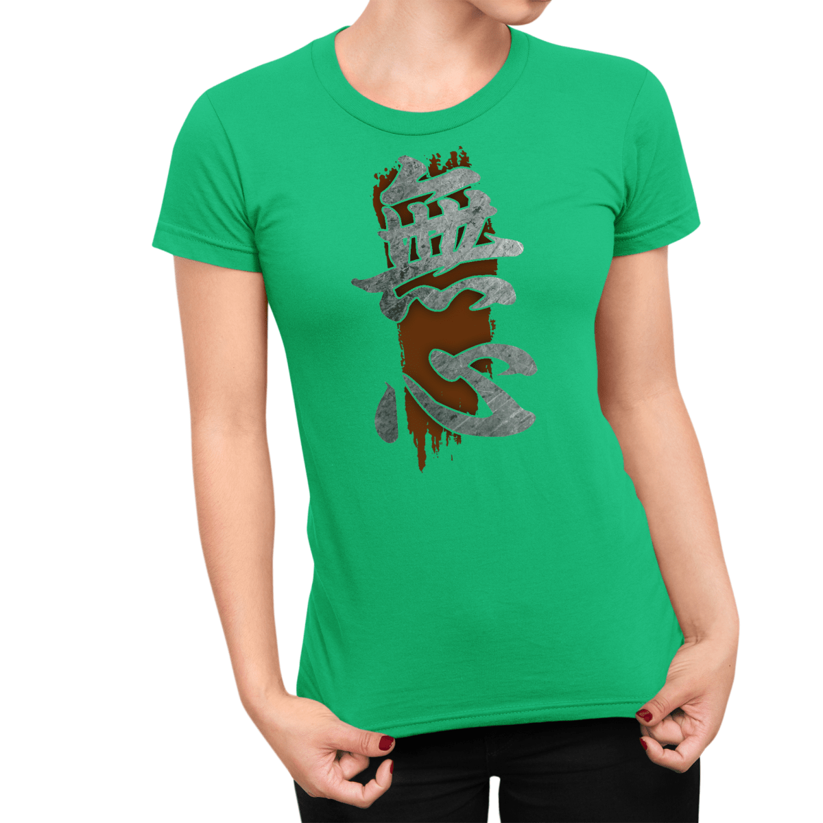 Irish Green Women's Japanese Kanji Mushin Red Stroke Symbol Shirt - Kanji Soul