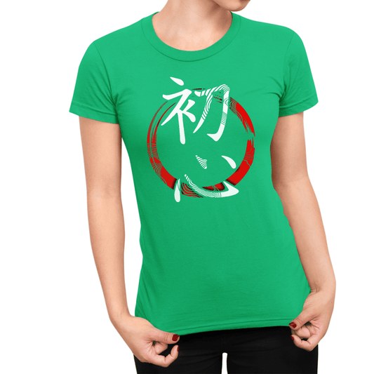Irish Green Women's Japanese Kanji Shoshin Symbol Shirt - Kanji Soul