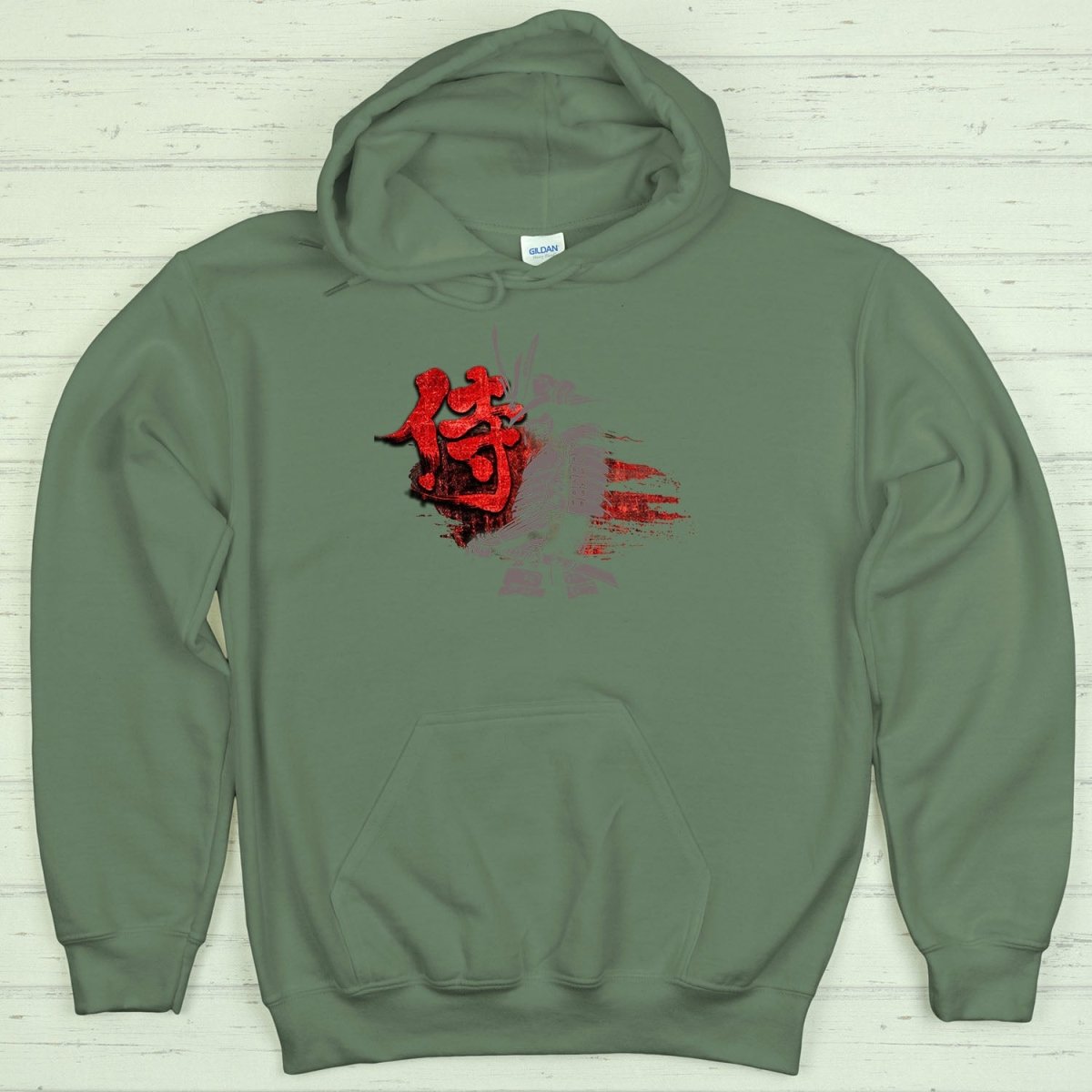 Military Green Bushido Warrior 侍 Japanese Kanji Premium Hoodie - Kanji Soul