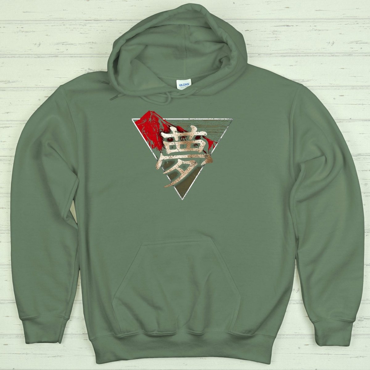 Military Green Dream 夢 Japanese Kanji Premium Hoodie - Kanji Soul