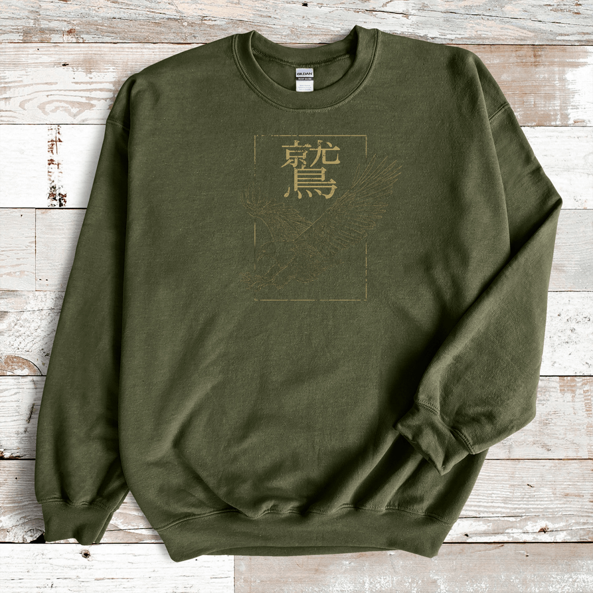Military Green Eagle Kanji Premium Sweatshirt - KanjiSoul