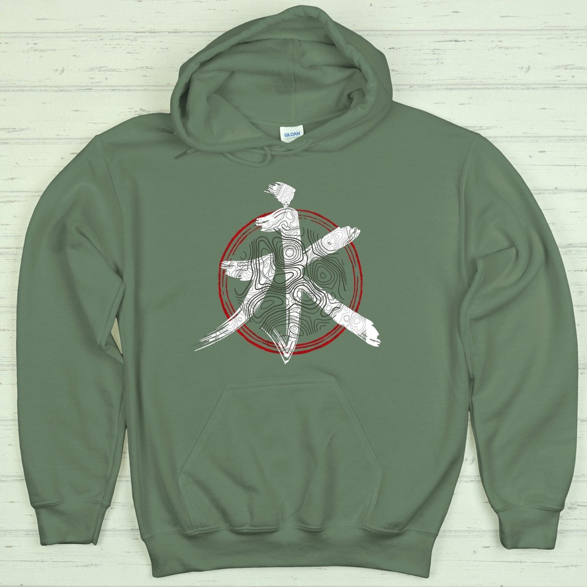 Military Green Everlasting 永 Japanese Kanji Premium Hoodie - Kanji Soul
