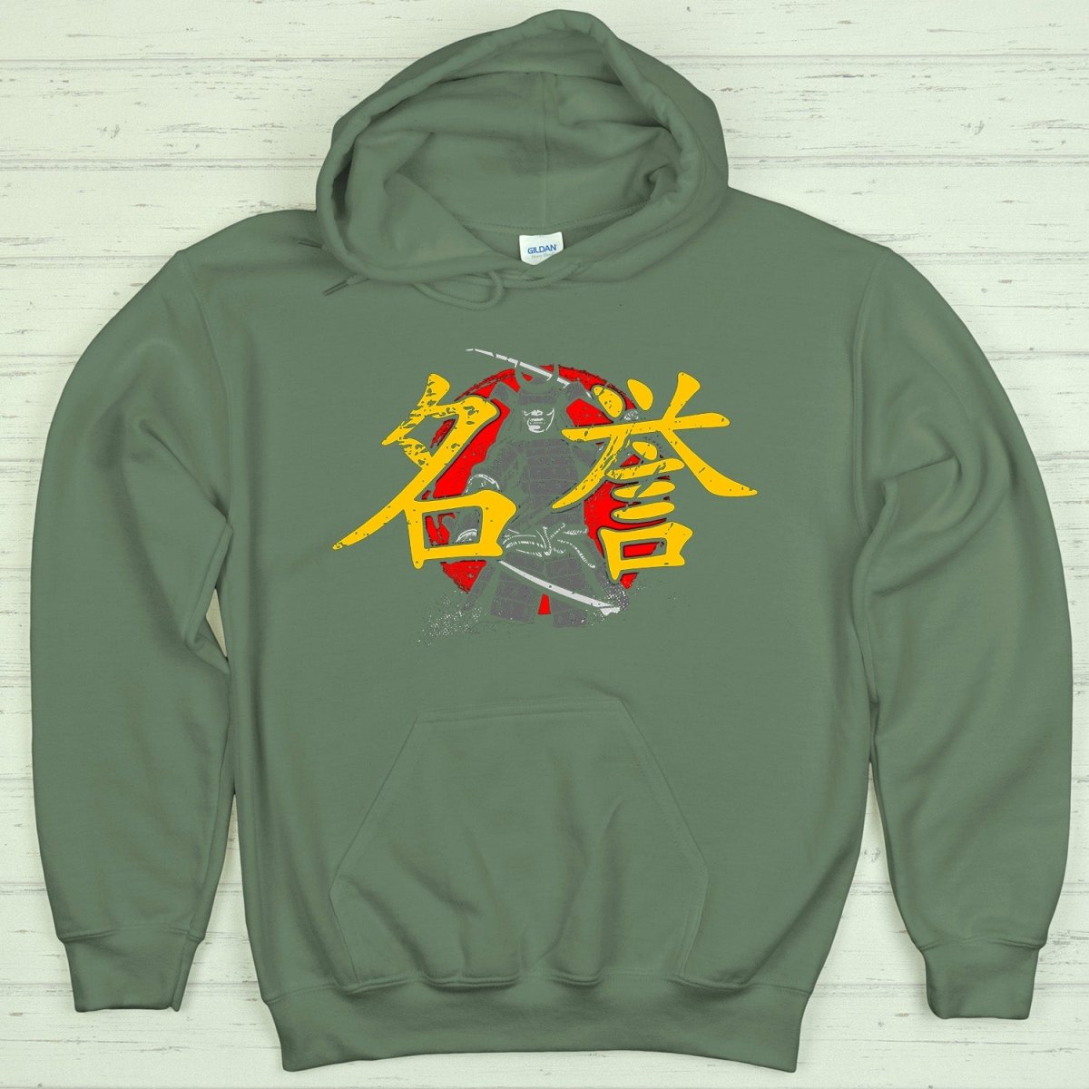 Military Green Honor 名誉 Japanese Kanji Premium Hoodie - Kanji Soul