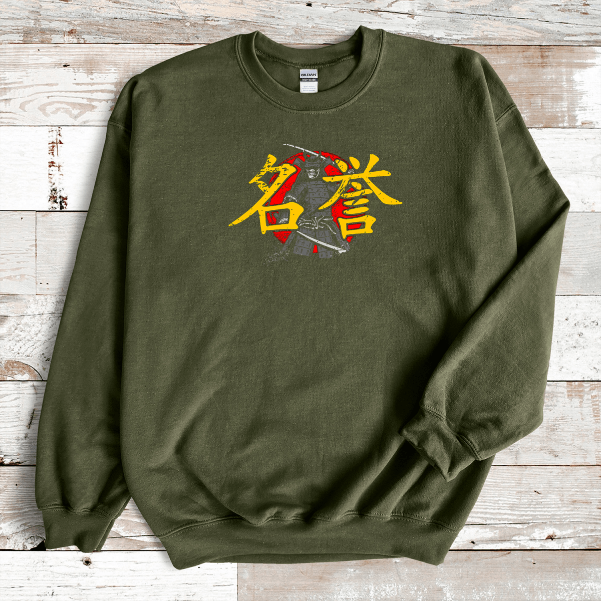 Military Green Honor Kanji Premium Sweatshirt - KanjiSoul