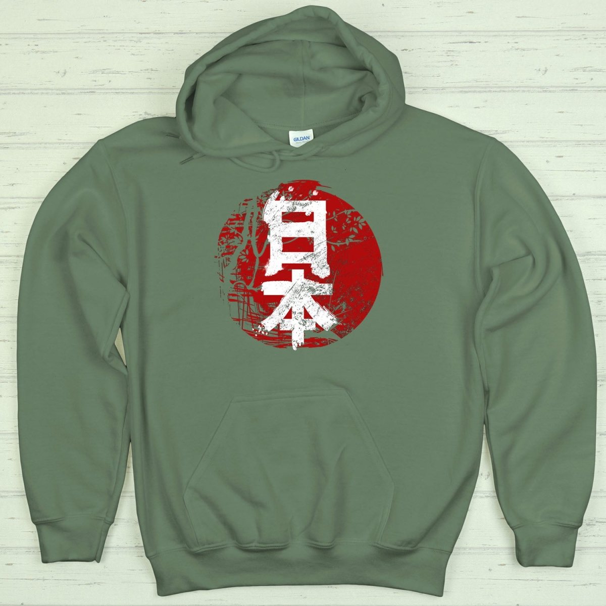 Military Green Japan 日本 Japanese Kanji Premium Hoodie - Kanji Soul