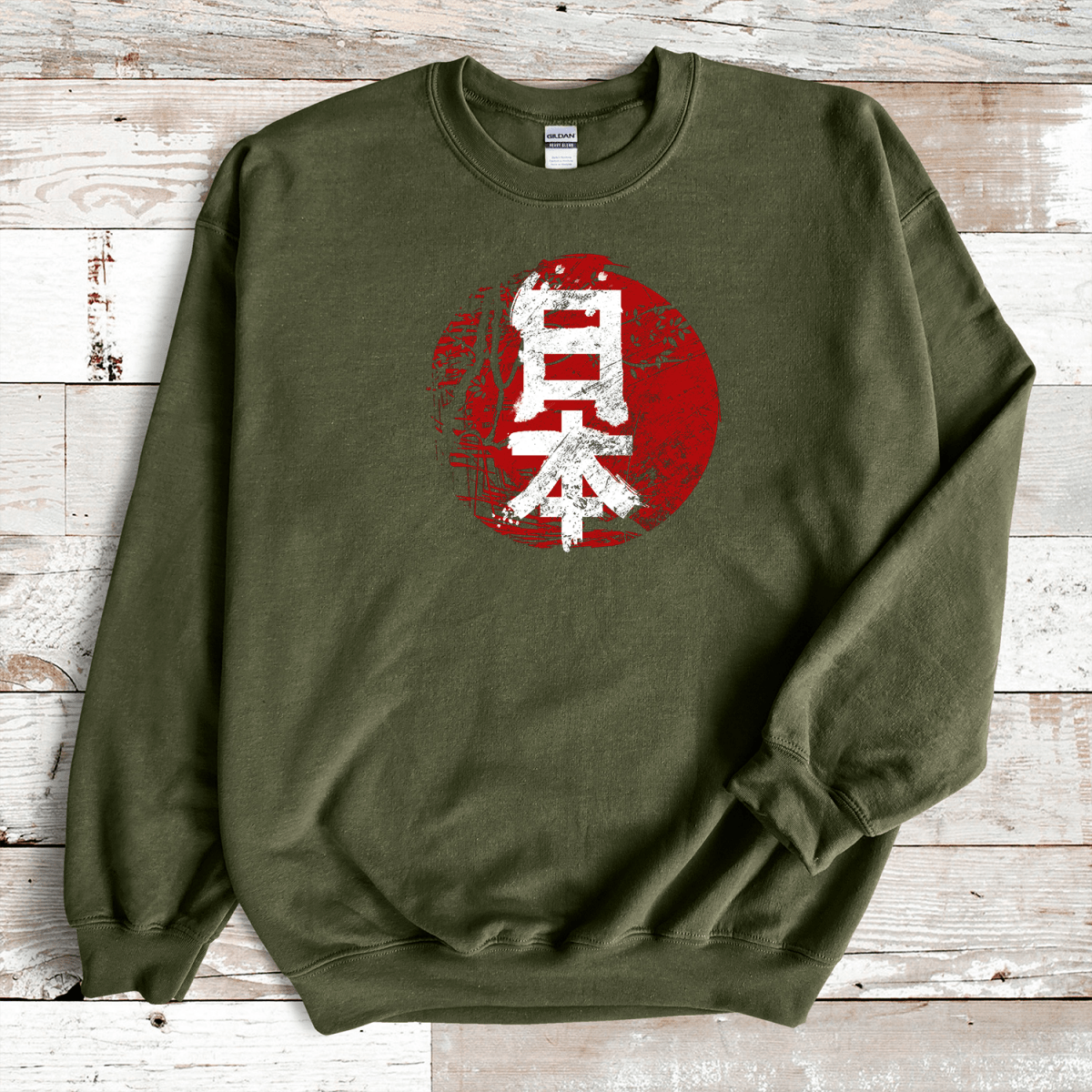 Military Green Japan Kanji Premium Sweatshirt - KanjiSoul