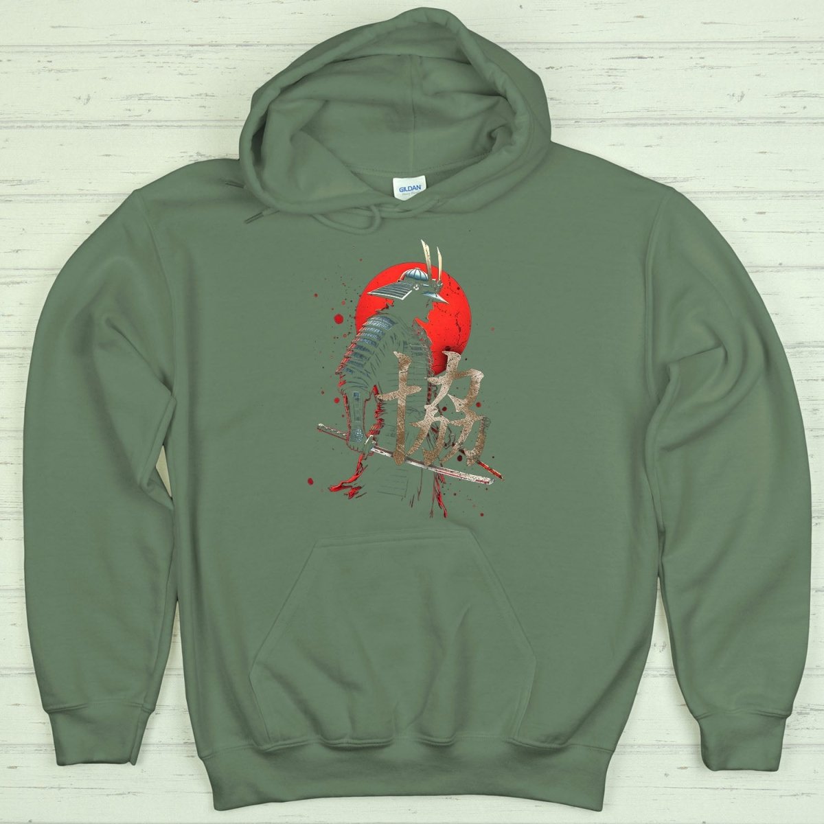Military Green Kana - Kyo 協 Japanese Kanji Premium Hoodie - Kanji Soul