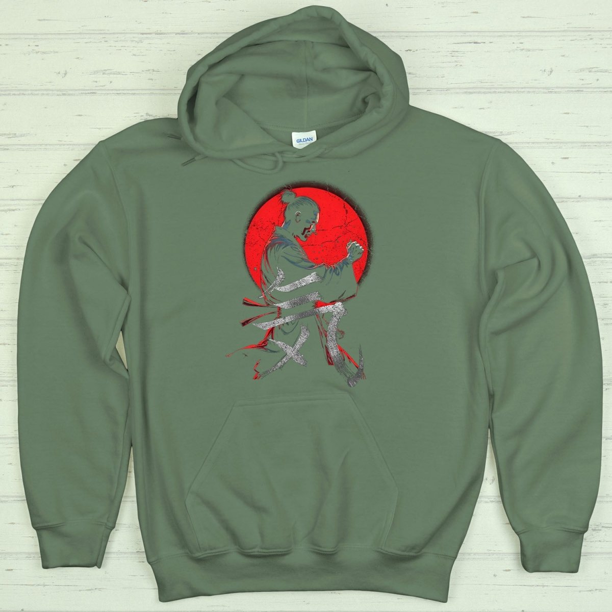 Military Green Ki 気 Japanese Kanji Premium Hoodie - Kanji Soul