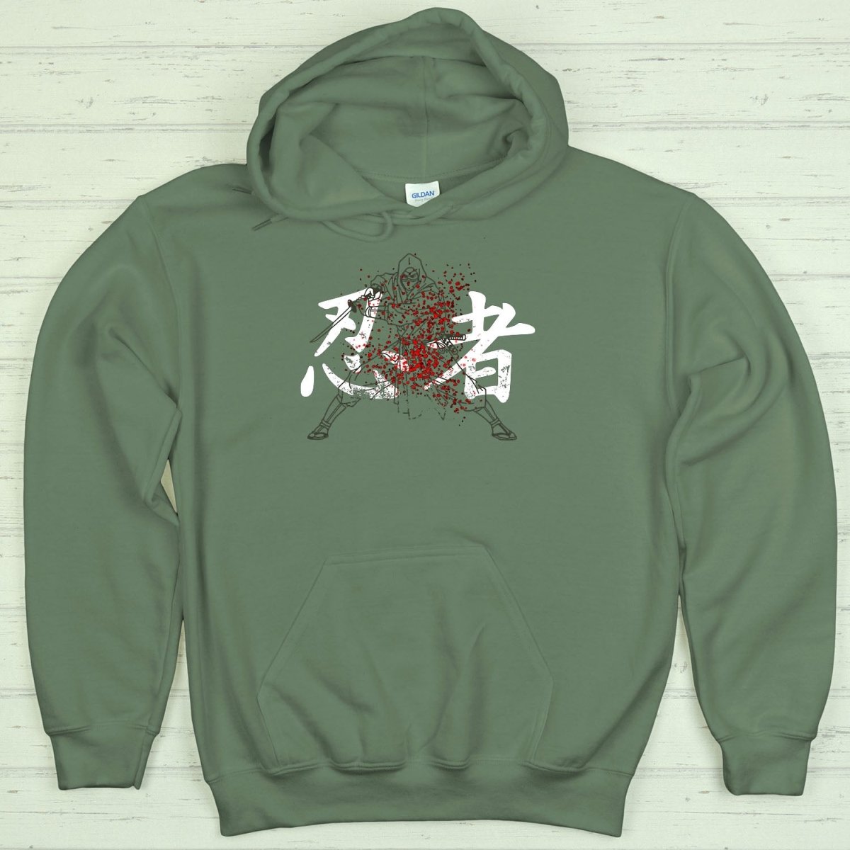 Military Green Ninja 忍者 Japanese Kanji Premium Hoodie - Kanji Soul