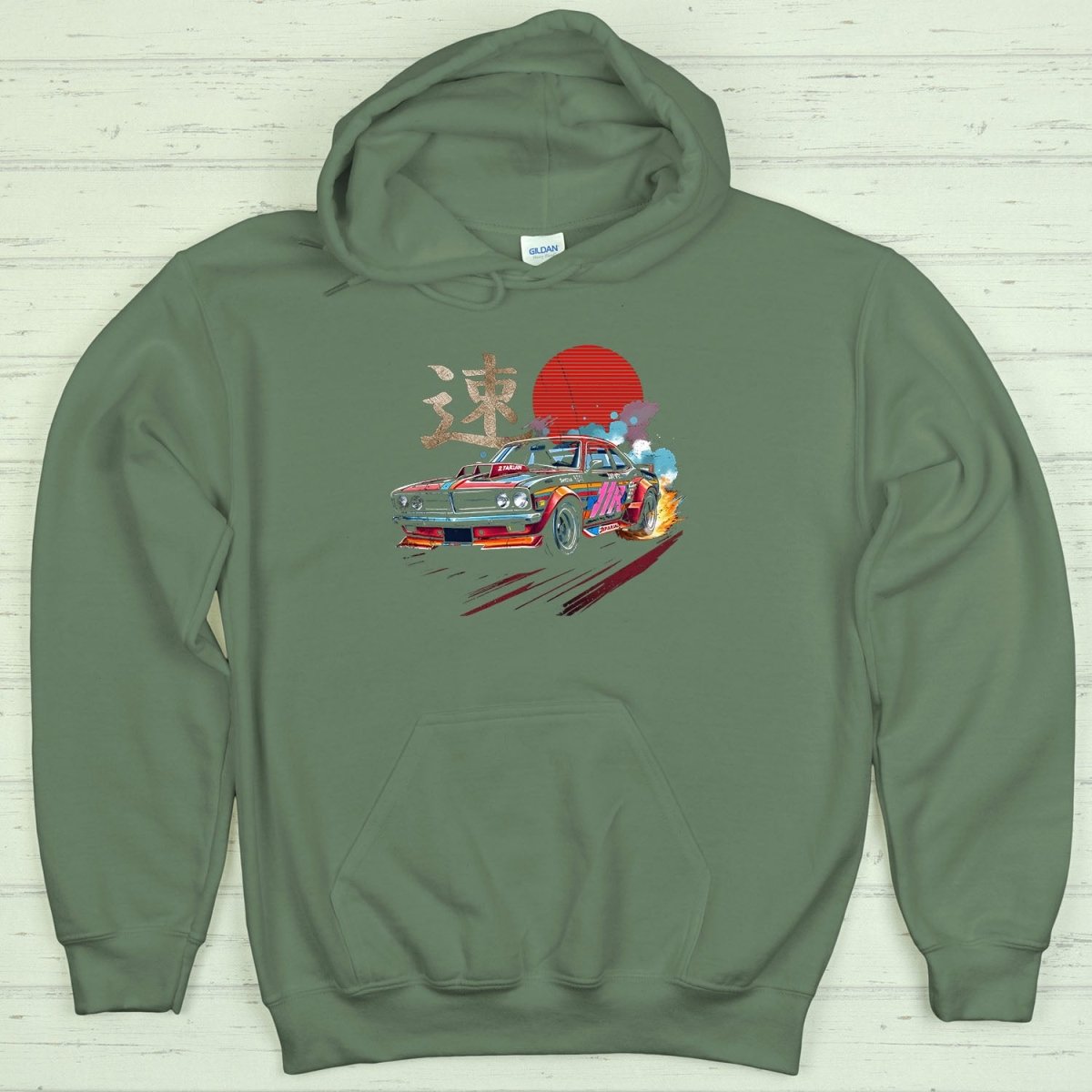 Military Green Speed 速 Japanese Kanji Premium Hoodie - Kanji Soul