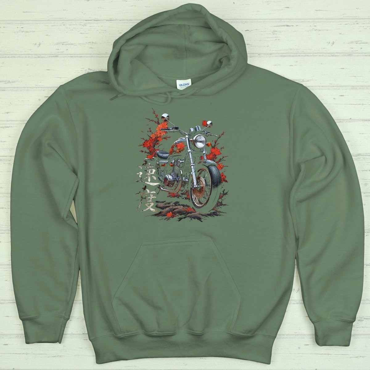 Military Green Speed 速度 Japanese Kanji Premium Hoodie - Kanji Soul