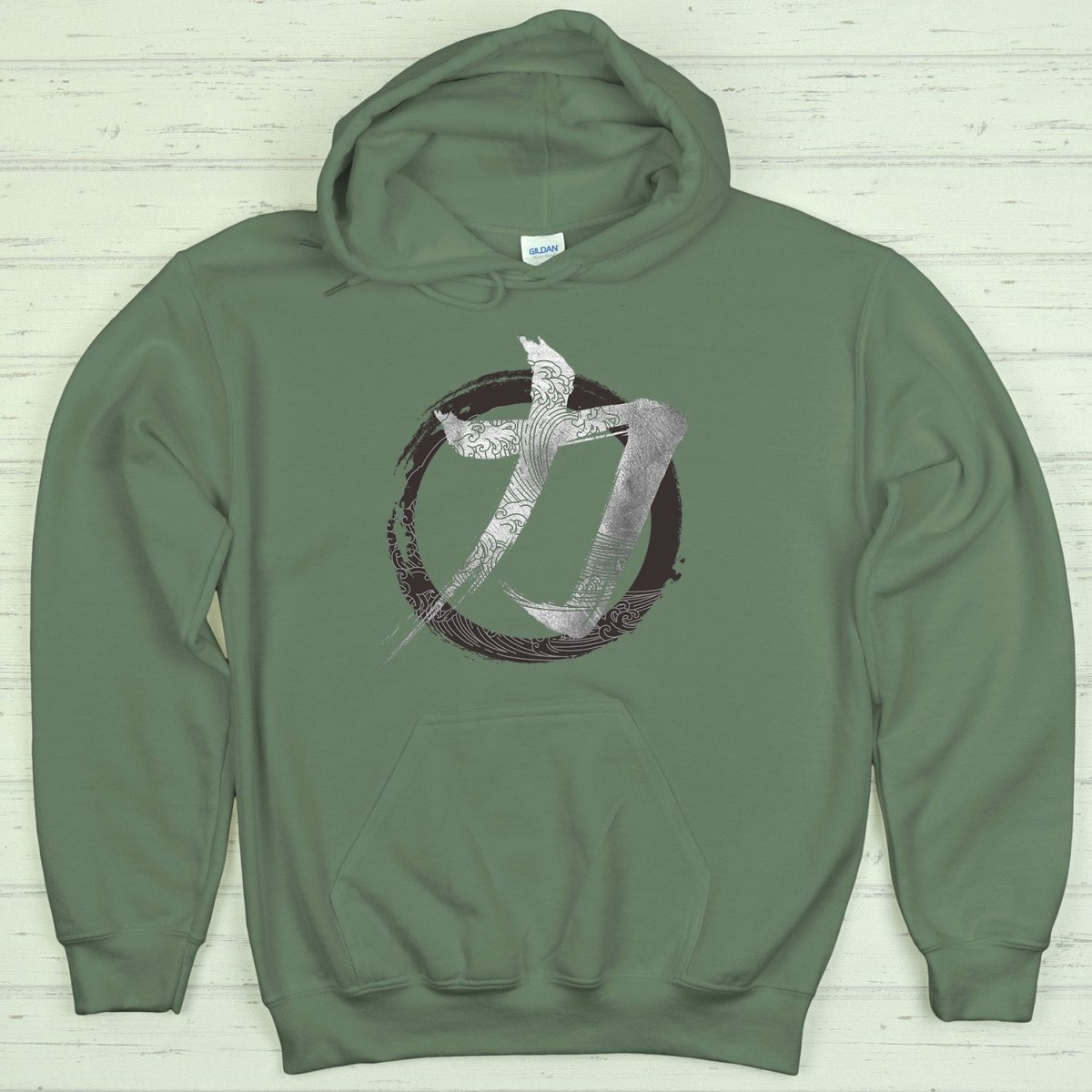 Military Green Strength 力 Japanese Kanji Premium Hoodie - Kanji Soul