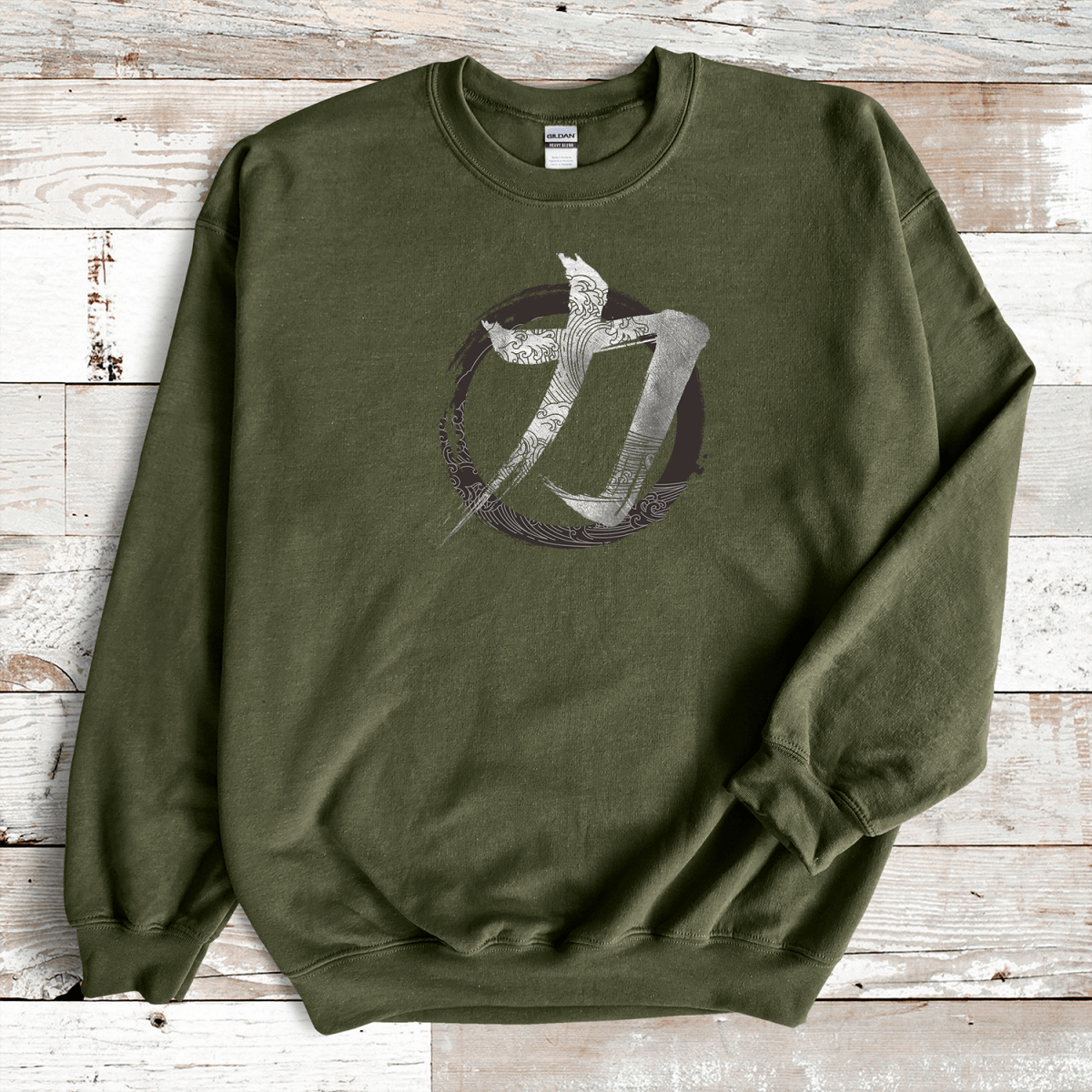 Military Green Strength Kanji Premium Sweatshirt - KanjiSoul