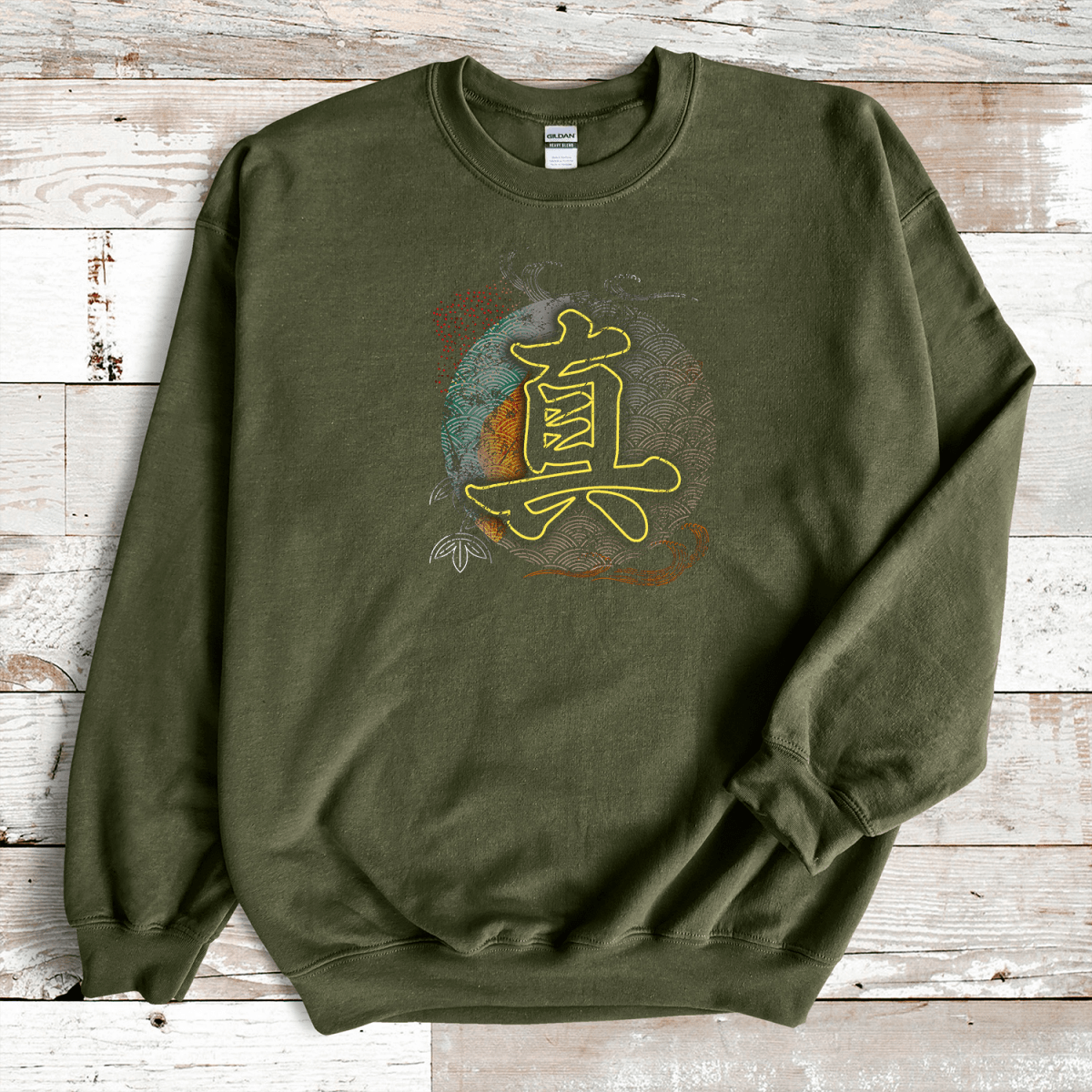 Military Green Truth Kanji Premium Sweatshirt - KanjiSoul