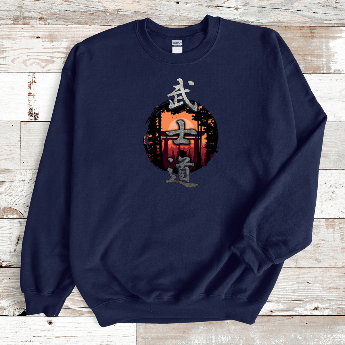 Navy Bushido Kanji Premium Sweatshirt - KanjiSoul