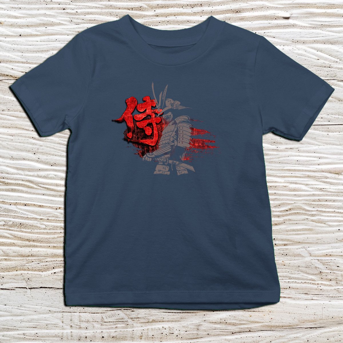 Navy Bushido Warrior Kanji Kids T-Shirt – 侍 Japanese Inspired Shirt - Kanji Soul