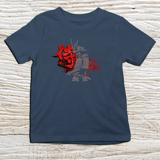 Navy Bushido Warrior Kanji Kids T-Shirt – 侍 Japanese Inspired Shirt - Kanji Soul
