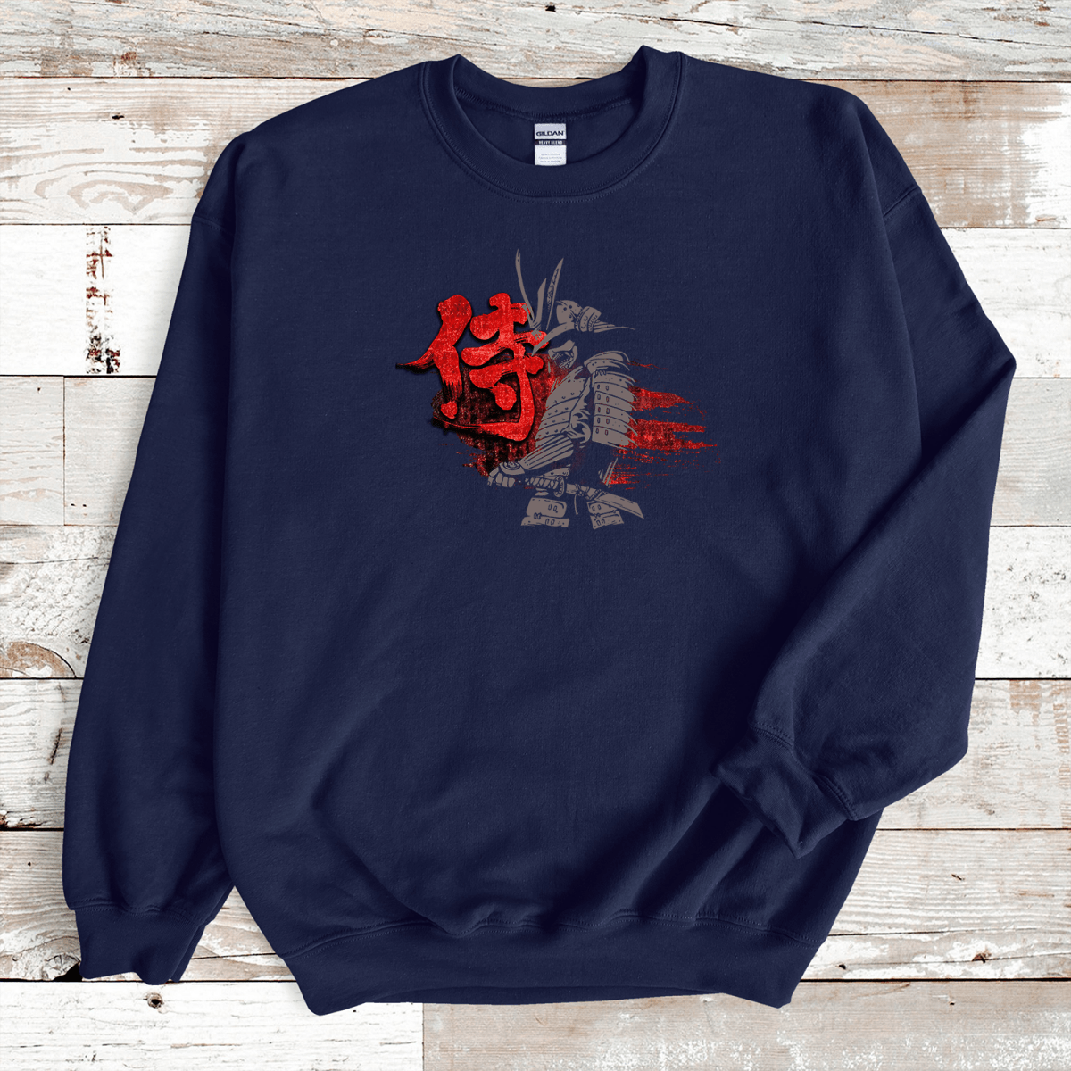 Navy Bushido Warrior Kanji Premium Sweatshirt - KanjiSoul