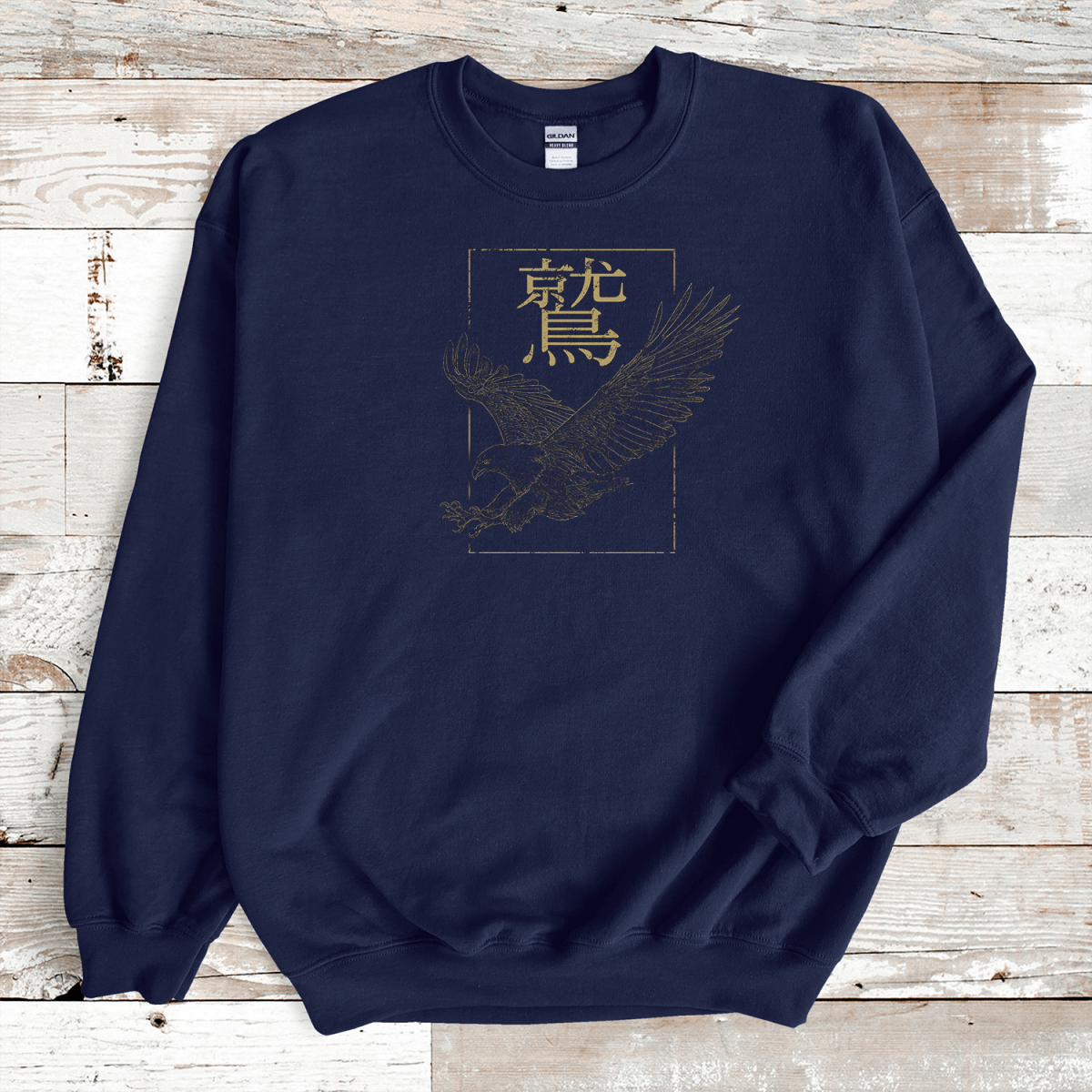Navy Eagle Kanji Premium Sweatshirt - KanjiSoul