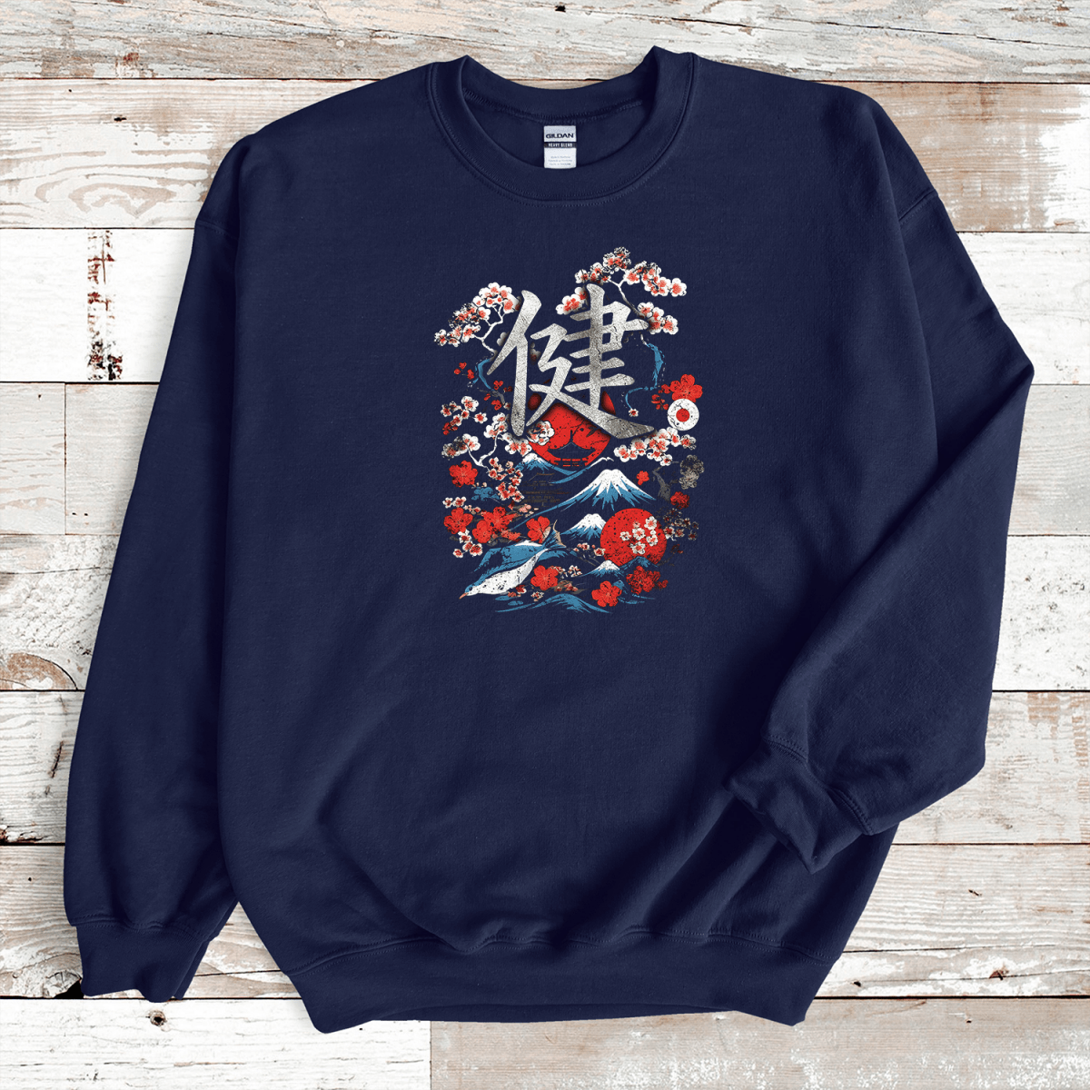 Navy Health 健 Japanese Kanji Premium Sweatshirt - Kanji Soul