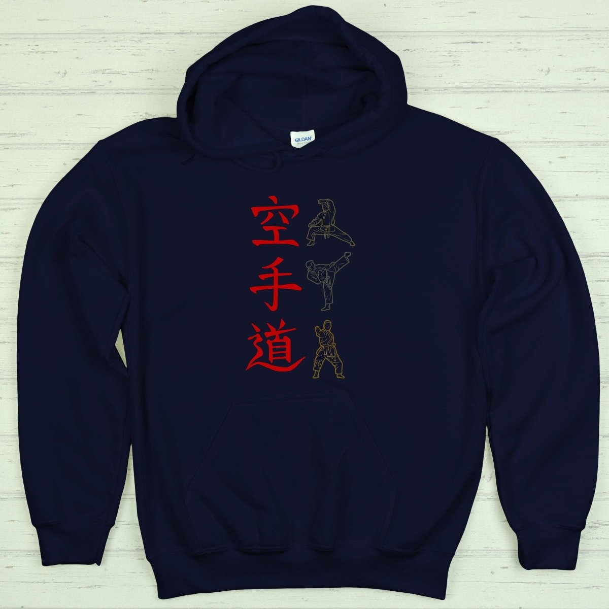 Navy Karate 空手道 Japanese Kanji Premium Hoodie - Kanji Soul