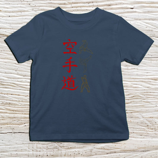 Navy Karate Kanji Kids T-Shirt – 空手 Japanese Inspired Shirt - Kanji Soul
