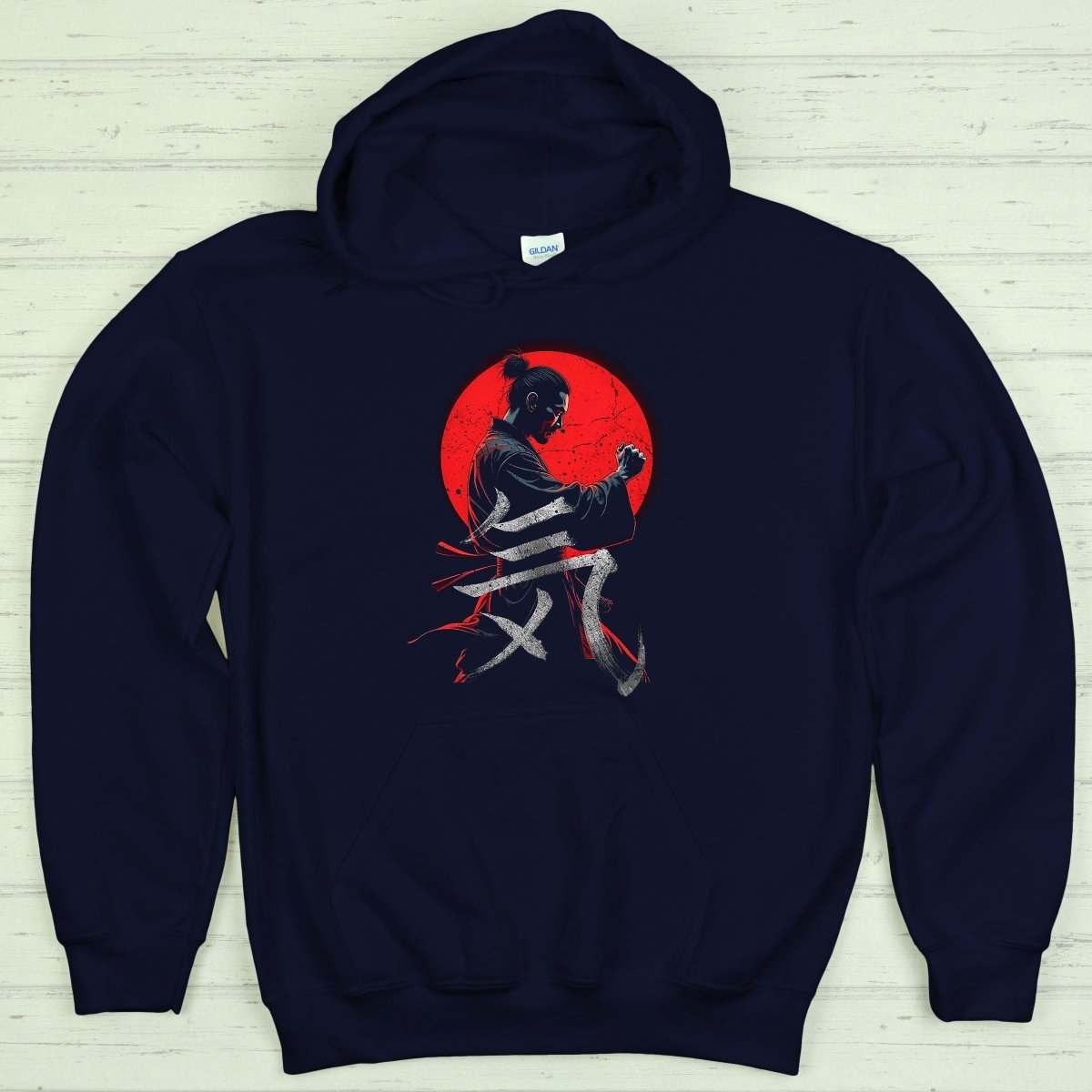 Navy Ki 気 Japanese Kanji Premium Hoodie - Kanji Soul