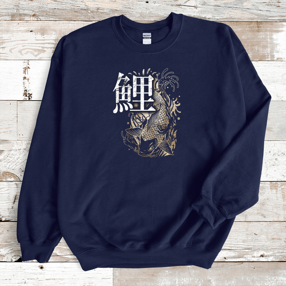 Navy Koi Kanji Premium Sweatshirt - KanjiSoul