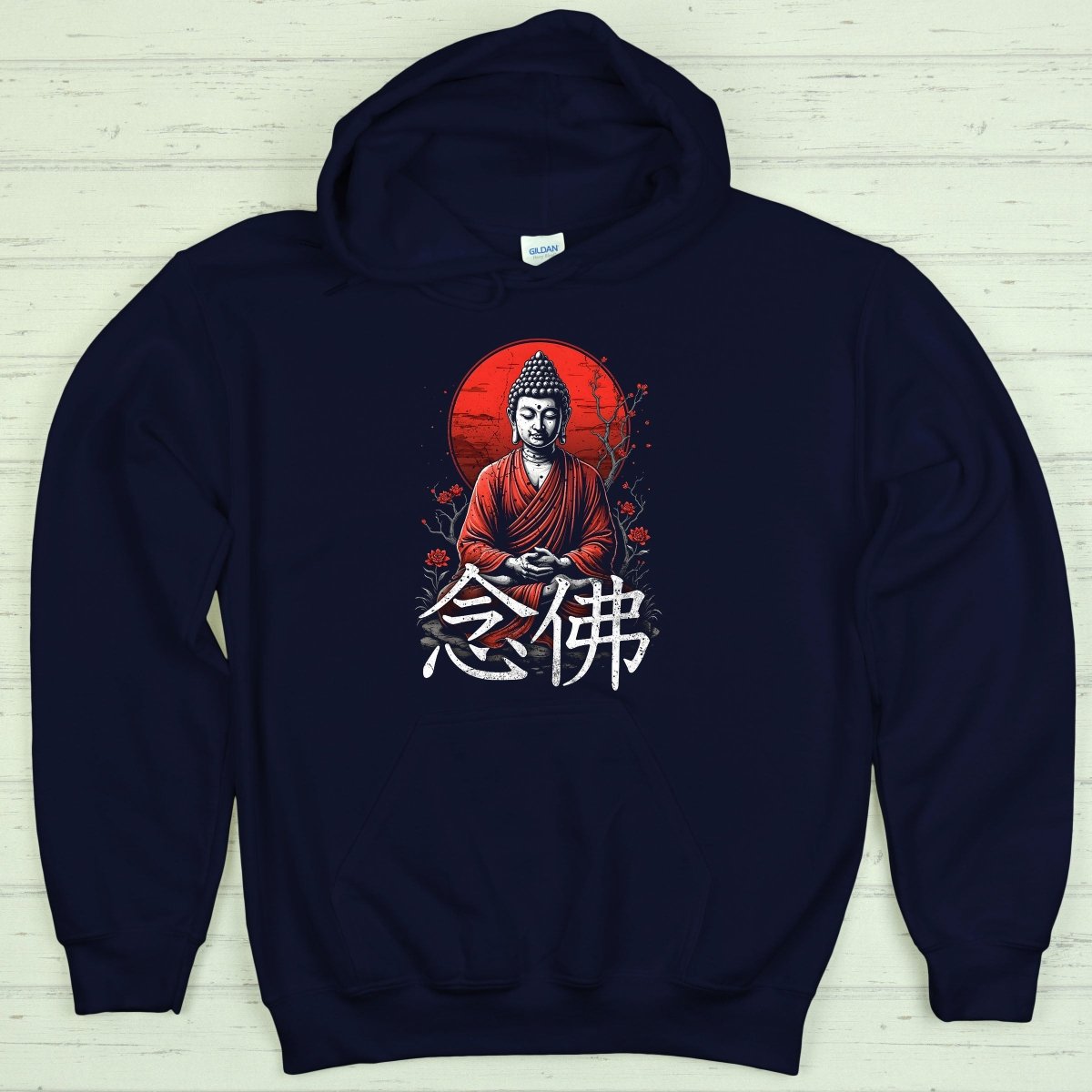 Navy Nembutsu 念仏 Japanese Kanji Premium Hoodie - Kanji Soul
