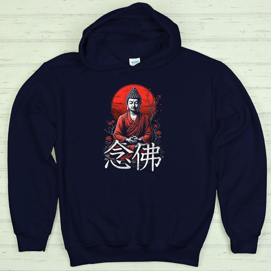 Navy Nembutsu 念仏 Japanese Kanji Premium Hoodie - Kanji Soul