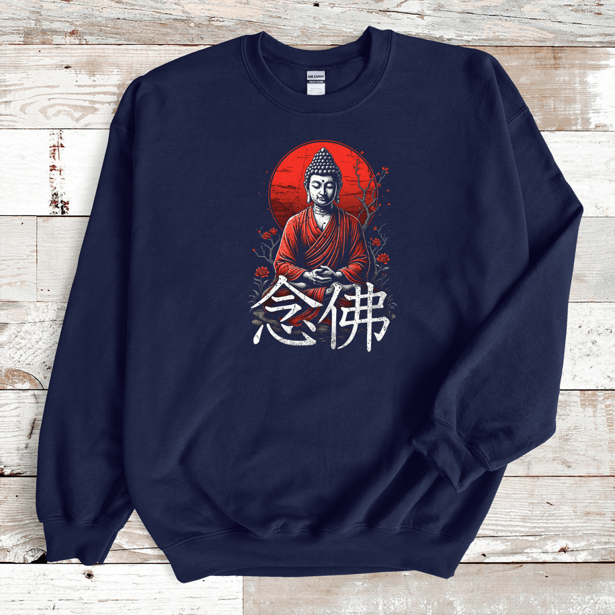 Navy Nembutsu Kanji Premium Sweatshirt - KanjiSoul