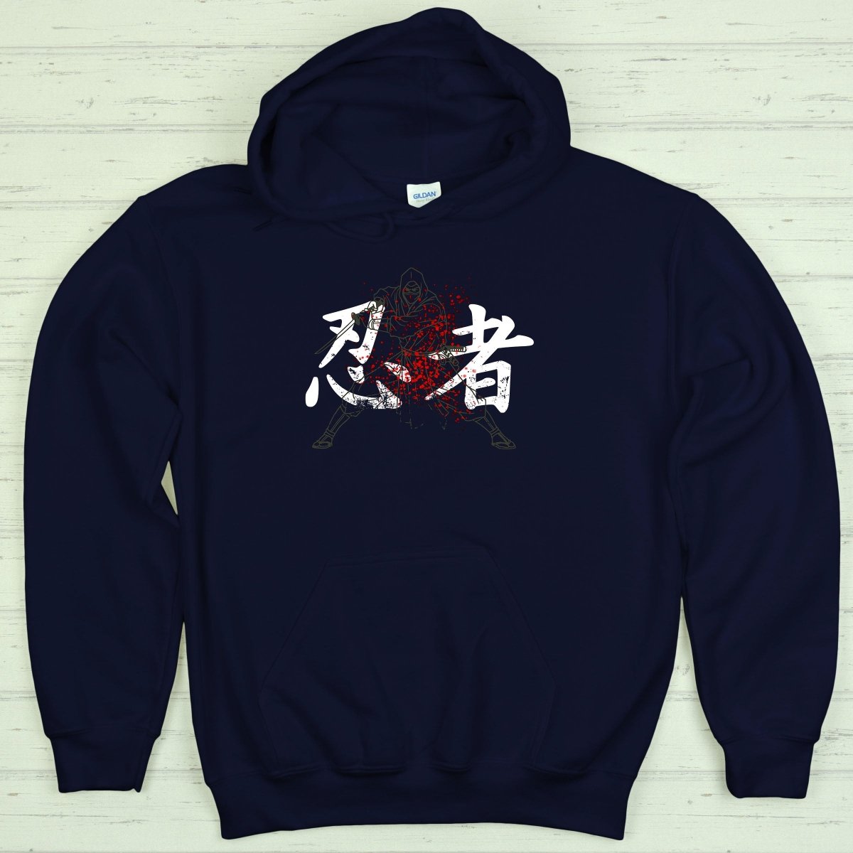Navy Ninja 忍者 Japanese Kanji Premium Hoodie - Kanji Soul