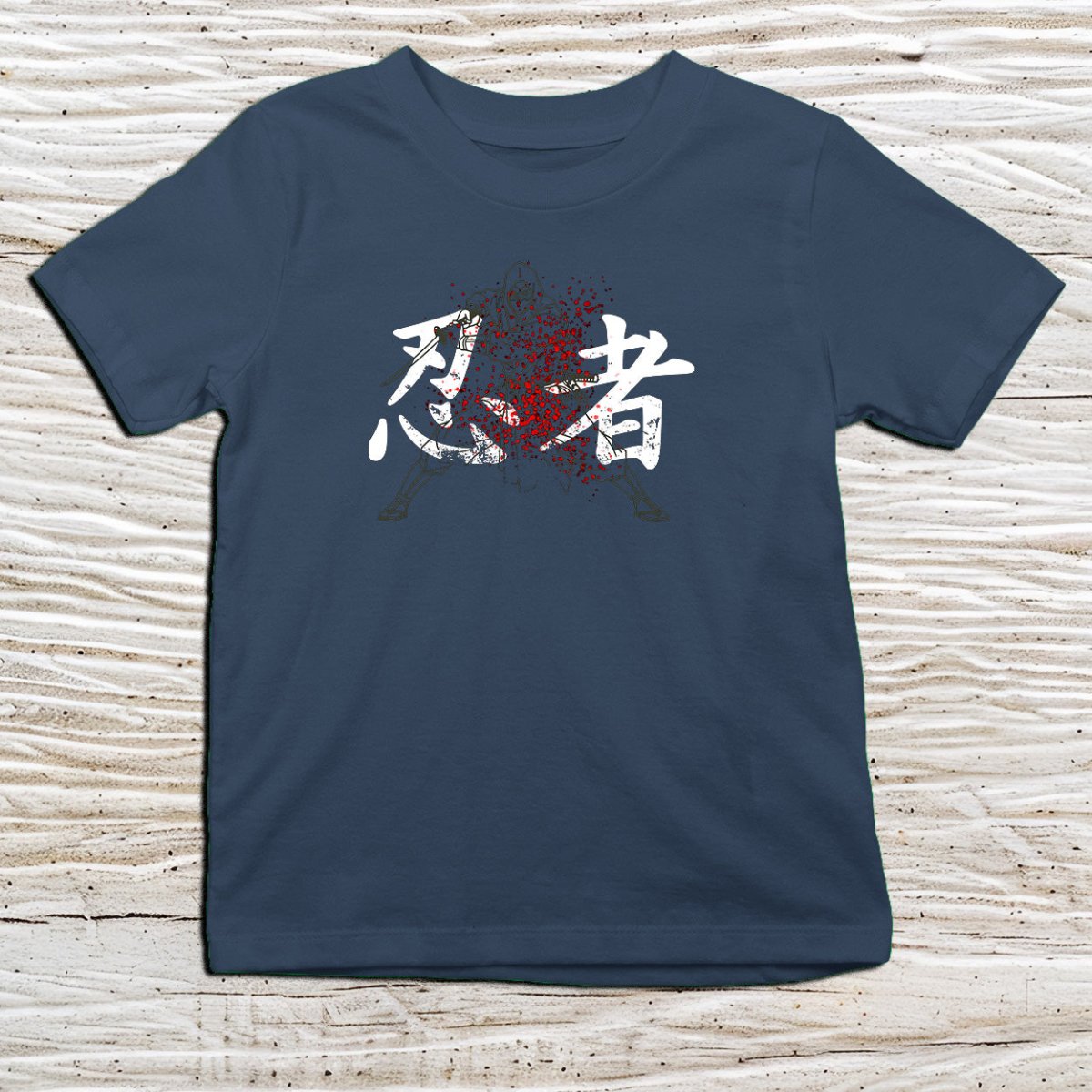 Navy Ninja Kanji Kids T-Shirt – 忍者 Japanese Inspired Shirt - Kanji Soul