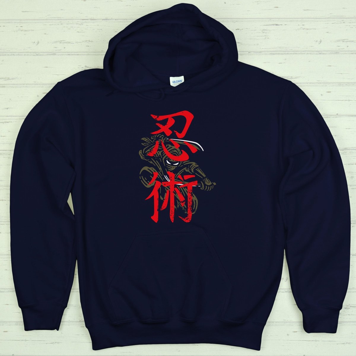 Navy Ninjitsu 忍術 Japanese Kanji Premium Hoodie - Kanji Soul