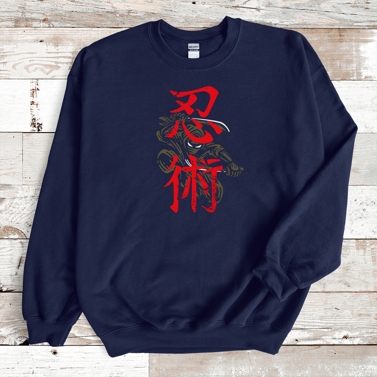 Navy Ninjitsu Kanji Premium Sweatshirt - KanjiSoul