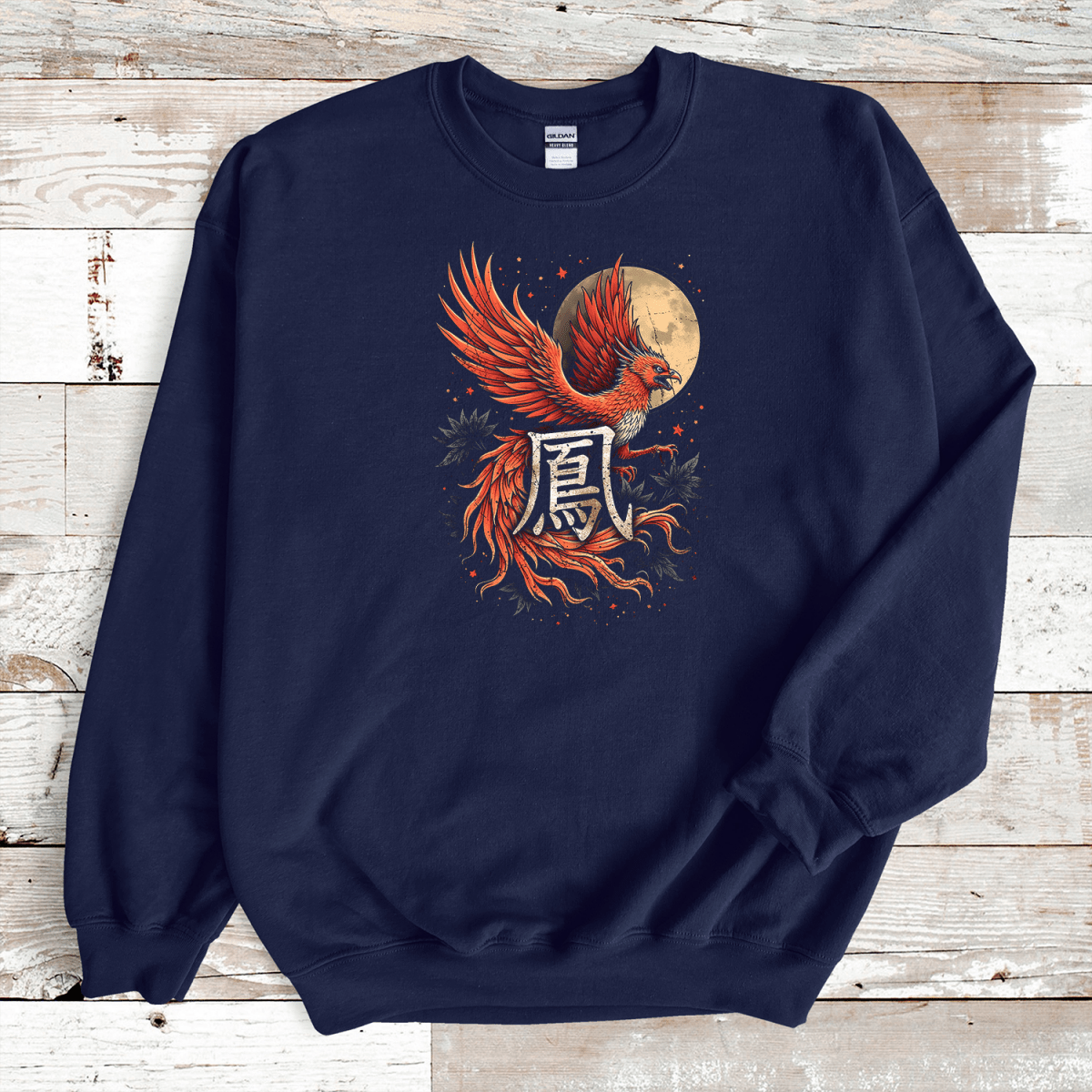 Navy Phoenix Kanji Premium Sweatshirt - KanjiSoul