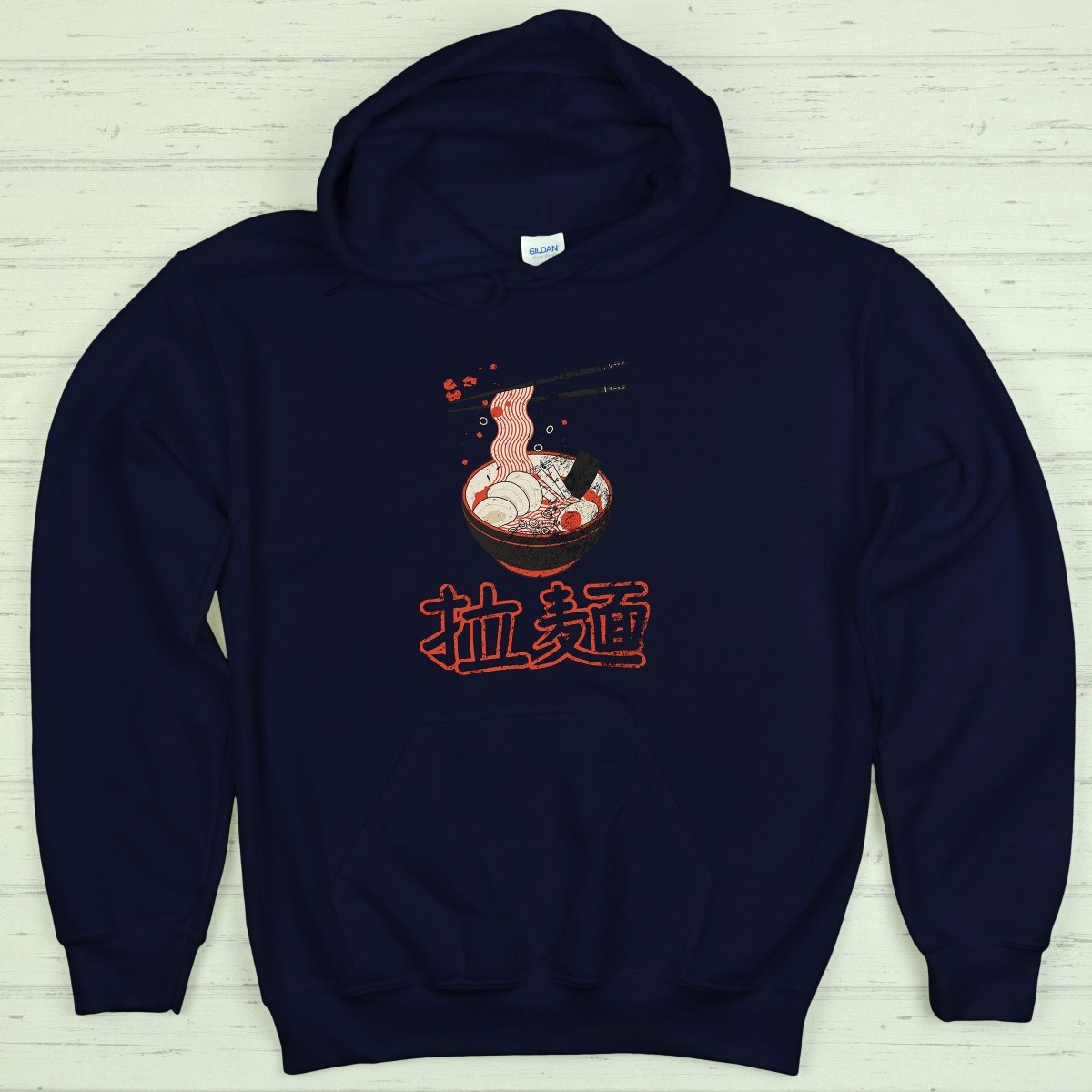 Navy Ramen 拉麺 Japanese Kanji Premium Hoodie - Kanji Soul