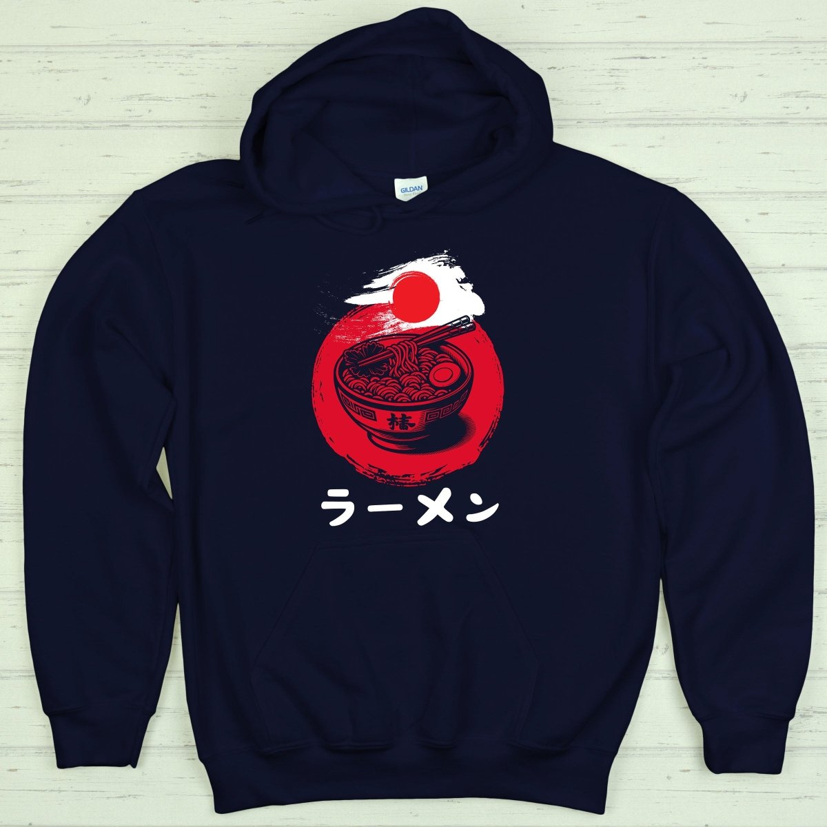 Navy Ramen ラーメン Japanese Katakana Premium Hoodie - Kanji Soul