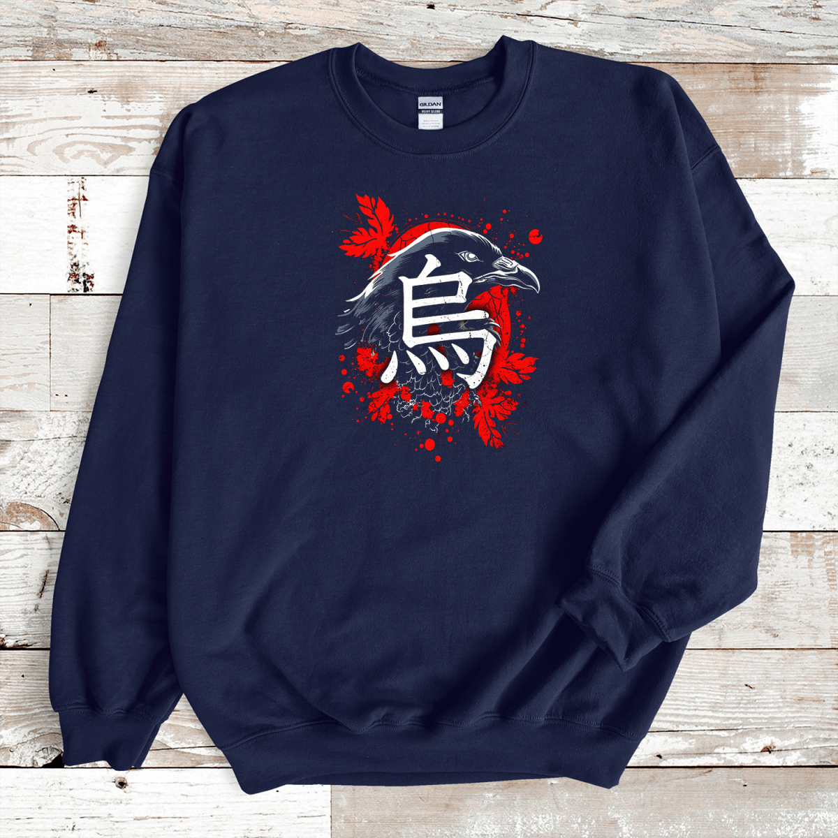 Navy Raven Kanji Premium Sweatshirt - KanjiSoul