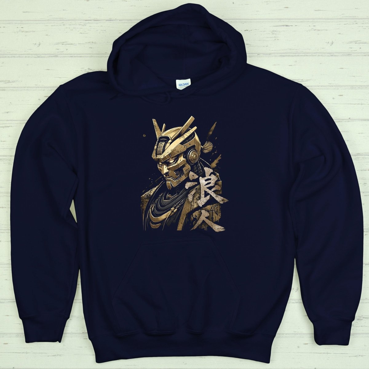 Navy Ronin Gold 浪人 Japanese Kanji Premium Hoodie - Kanji Soul