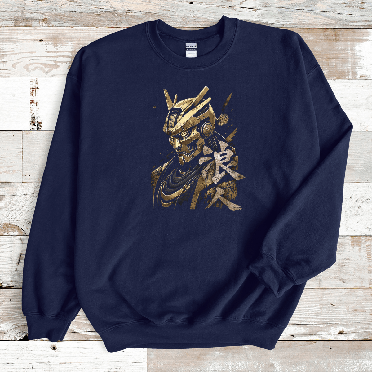 Navy Ronin Gold Kanji Premium Sweatshirt - KanjiSoul