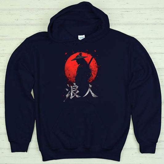 Navy Ronin Red Sun 4 浪人 Japanese Kanji Premium Hoodie - Kanji Soul