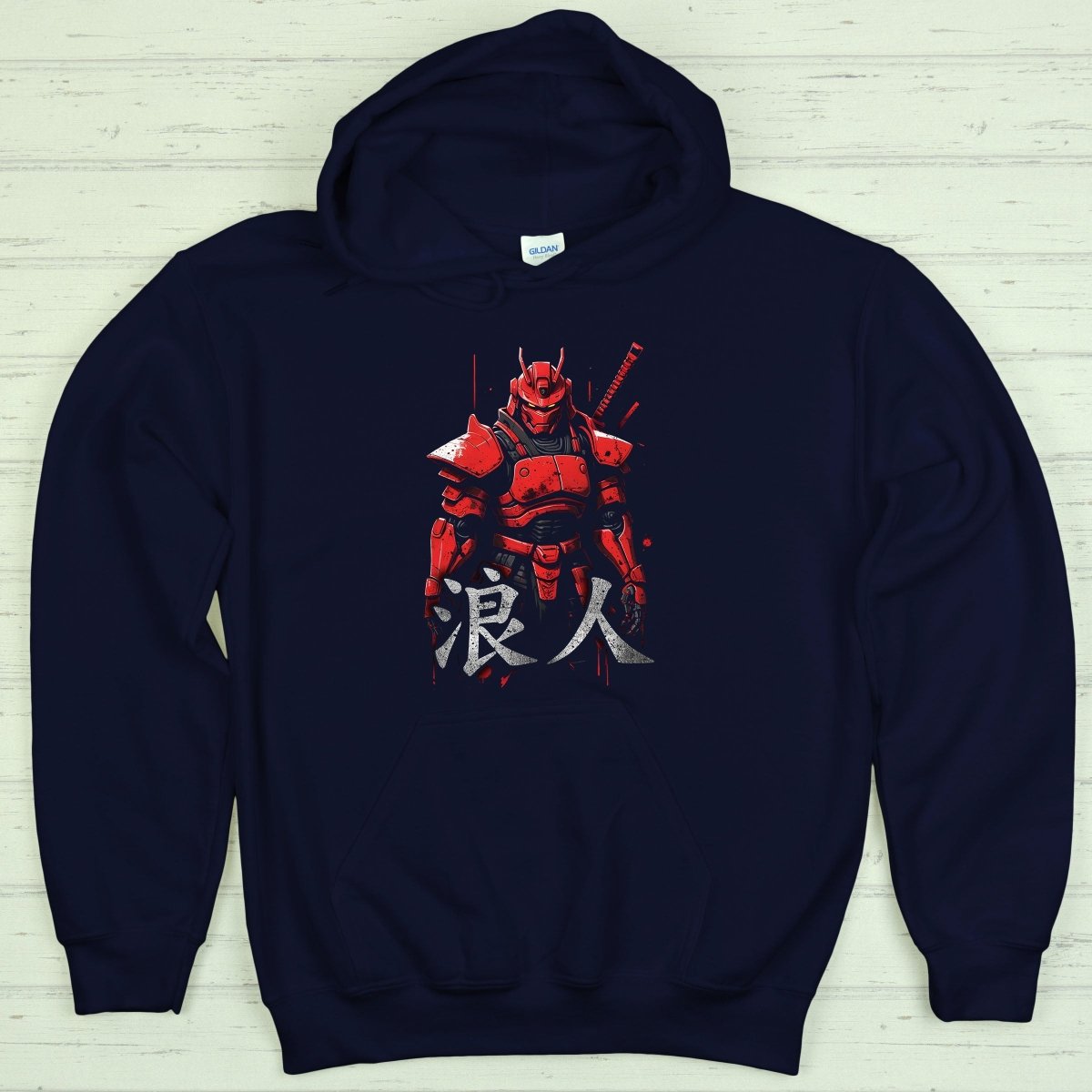 Navy Ronin Robot 浪人 Japanese Kanji Premium Hoodie - Kanji Soul