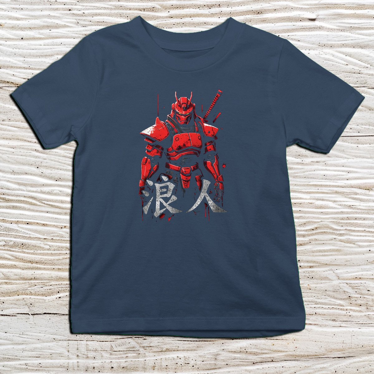 Navy Ronin Robot Kanji Kids T-Shirt – 浪人 Japanese Inspired Shirt - Kanji Soul