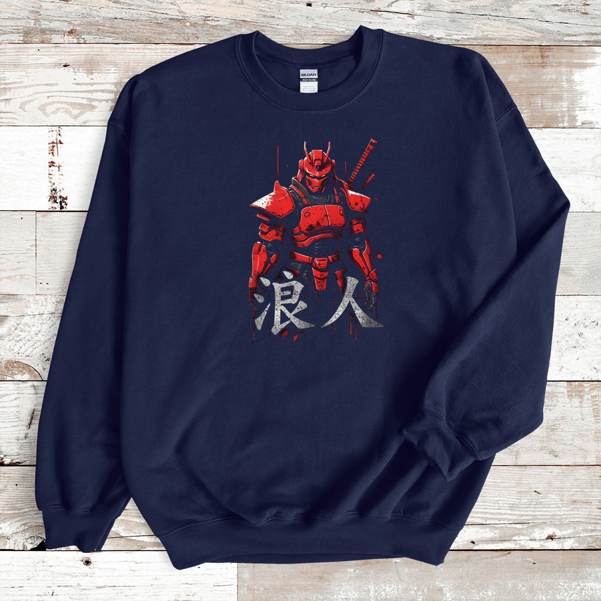 Navy Ronin Robot Kanji Premium Sweatshirt - KanjiSoul
